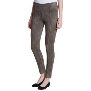 andrew marc high rise faux suede seamed stretch ankle length leggings